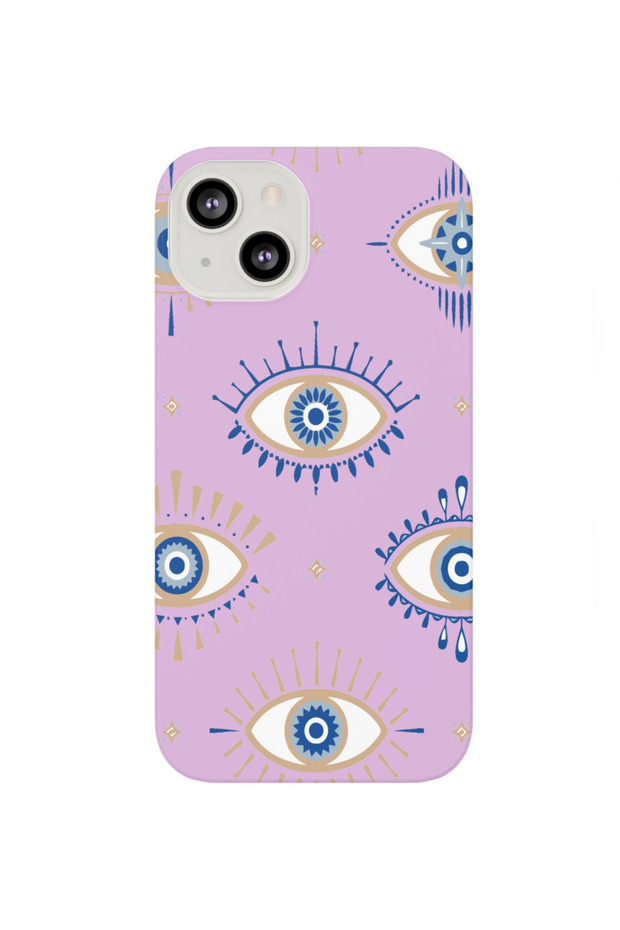 Iphone 14 Compatible Launch Case with Velvet Inside Evil Eye Bead Eye Pattern - 1
