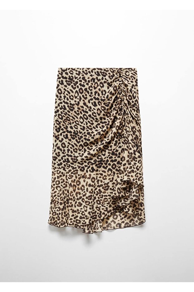 Hayvan desenli dökümlü etek - 3