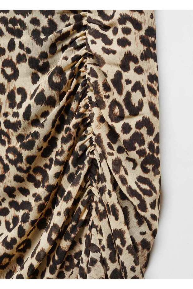 Hayvan desenli dökümlü etek - 5
