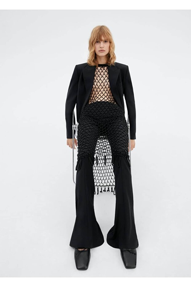 Flared kesim yün pantolon - 6