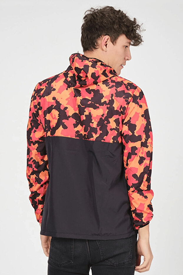 İxir Kanguru Cepli Yağmurluk Kırmızı Siyah Kamuflaj - 5