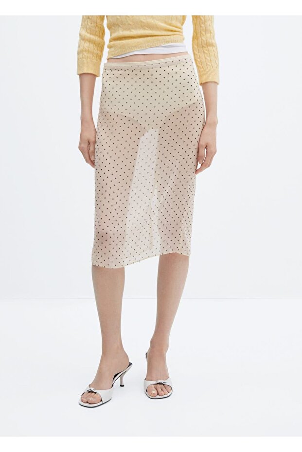 Yarı Transparan Puantiyeli Etek - 1