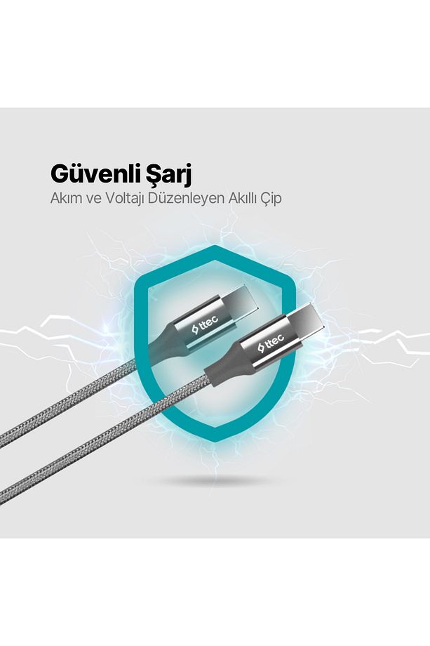 AlumiCable USB-C - USB-C 150cm 100W PD/QC Hızlı Şarj/Data Kablosu Uzay Grisi - 5