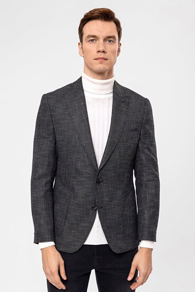 Slim Kalıp Armürlü Ceket - 1