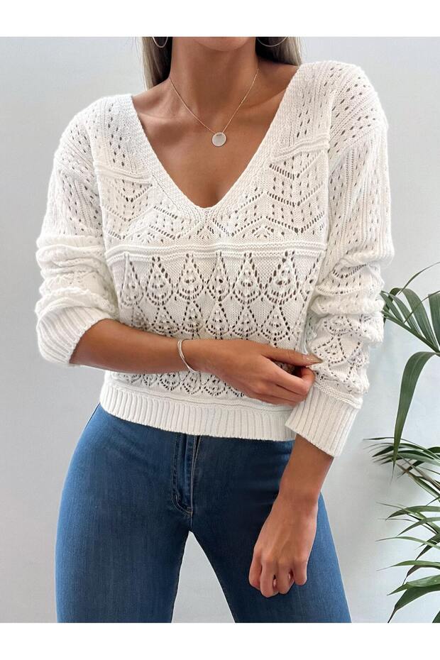 ОТВОРЕН ПРОЛЕТЕН ПЛЕТЕЕН ПУЛОВЕР - 1