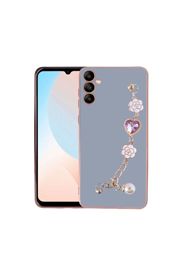 Samsung Galaxy A05S Compatible Floral Heart Strap Camera Protection Silicone Case