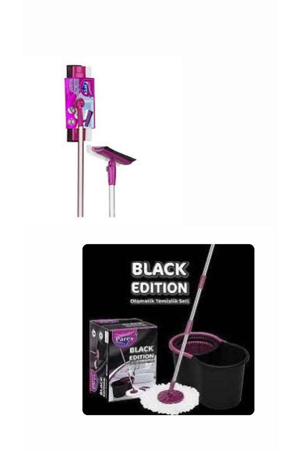 Black Edition Otomatik Temizlik Seti Teleskopik Saplı Cam Sileceği Cam Balkon Temizleme - 1