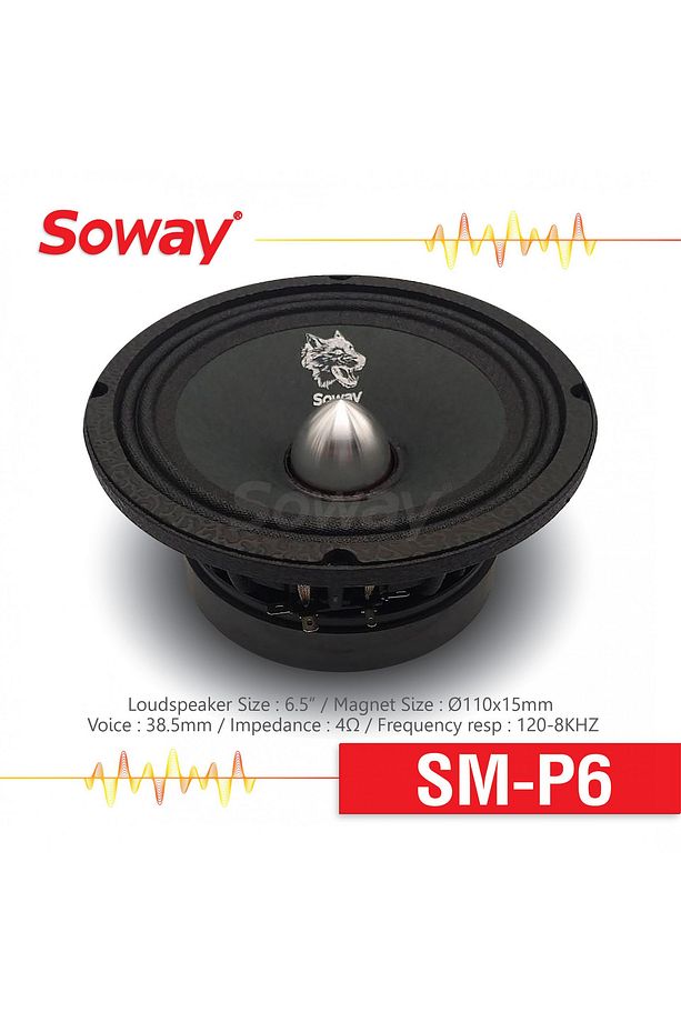 SOWAY SM-P6 16 CM KURŞUN GÖBEK MİDRANGE 300W 100RMS OTO HOPARLÖR (2 ADET) - 5