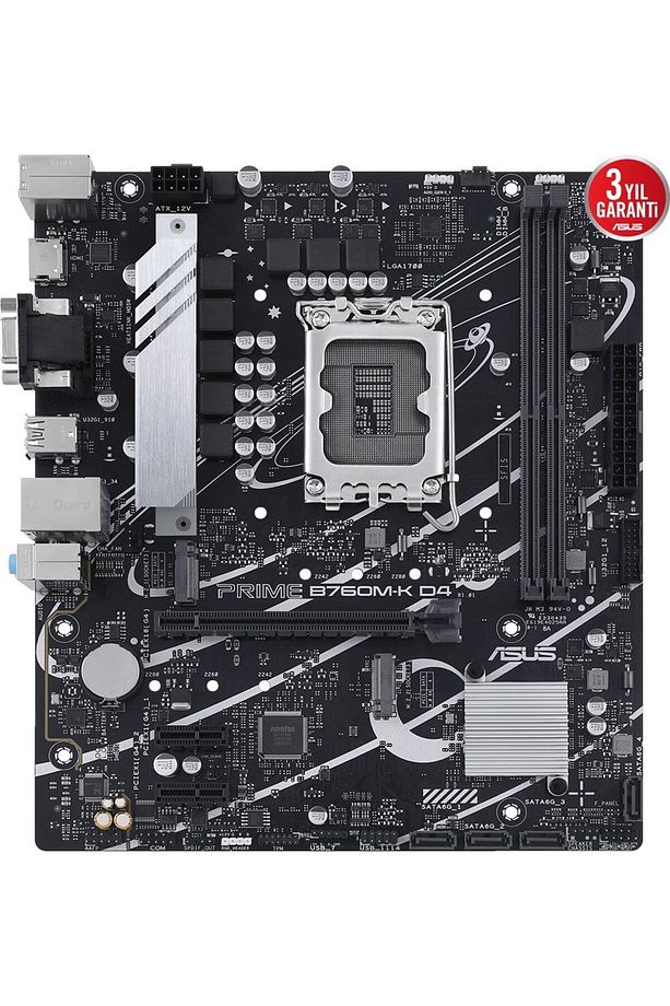 Prıme B760M-K D4 Intel B760 LGA1700 Ddr4 5333 HDMI VGA 2x M2 Usb3.2 Aura Rgb 2.5gbit Lan Mat - 2