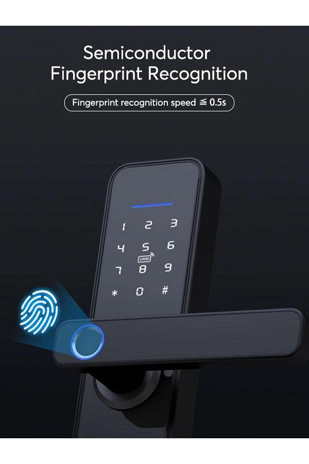 Parmak Izi, Anahtarlı, Kartlı Ve Uzaktan Kontrollü Akıllı Kapı Kilidi - App Ile Kontrol Tek Dilli - 3