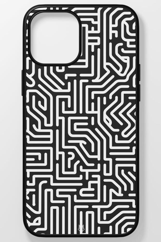 Black Minimalist Modern Unbreakable (Tempered) Glass Hard Plastic iPhone 15 Pro Phone Case