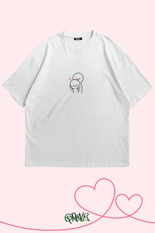 Best Couple Printed Valentine's Day Couple Oversize T-Shirt