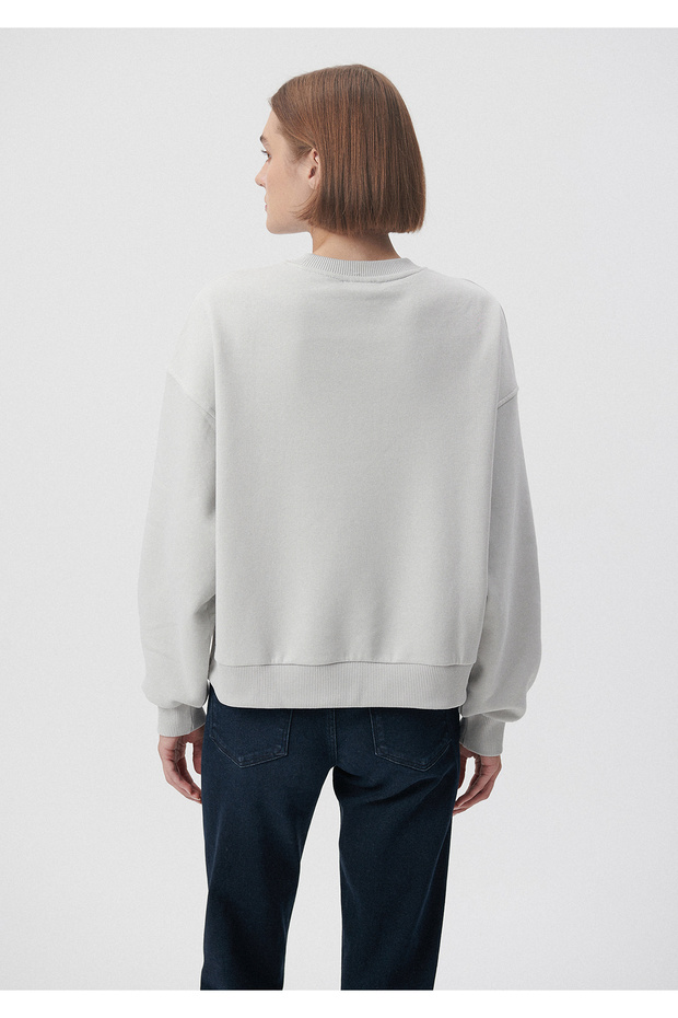Bisiklet Yaka Gri Basic Sweatshirt 1611769-70074 - 3