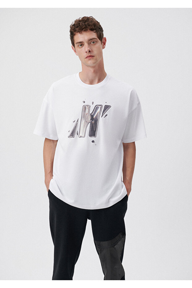 Pro Printed White T-Shirt Oversize / Wide Cut 0611847-620