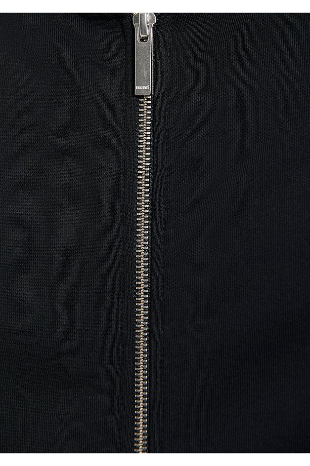 Erkek Kapüşonlu Fermuarlı Siyah Basic Sweatshirt 0S10095-900 - 6