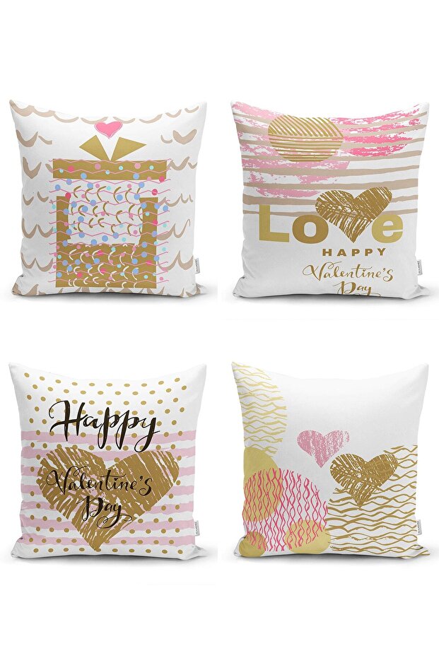 4-Piece Valentine's Day Themed Special Design Modern Combination Pillow Cushion Cover Set