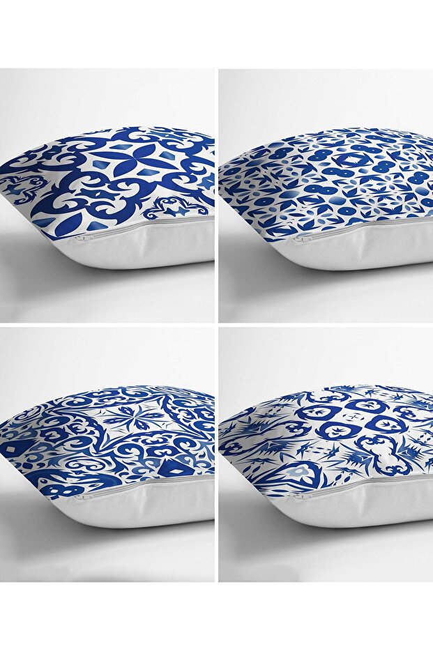 Modern Pillow and Cushion Cover Set with Tile Pattern on White Background - 2