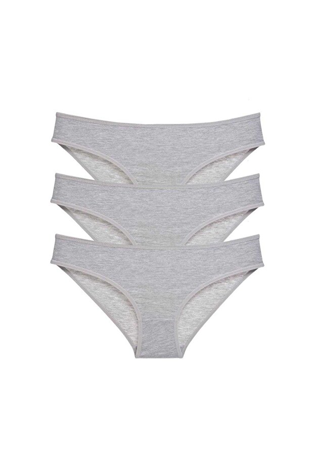 3 Pieces Super Eco Set Lycra Women's Slip Panties Gray