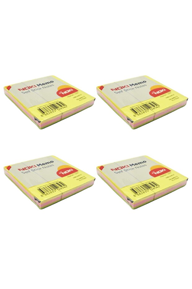 Memo Stick Notes 75x75 mm Küp Neon Yapışkanlı Not Kağıdı 100 Yaprak 4 Adet 12042 - 1
