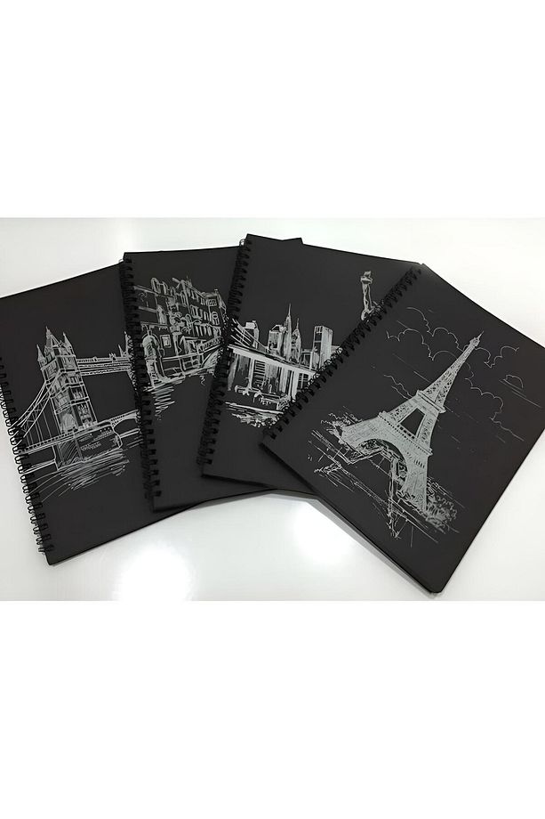 40 Sayfa 17x24 Siyah Defter 1 Adet Siyah Yapraklı Defter - 1