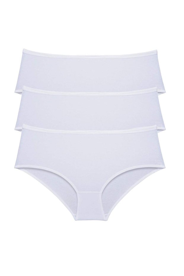 3 Pieces Women's High Waist Bato Panties White