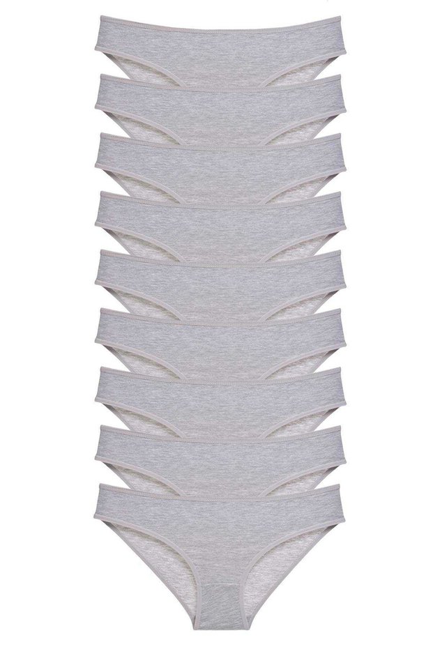 9 Pieces Super Eco Set Lycra Women's Slip Panties Gray