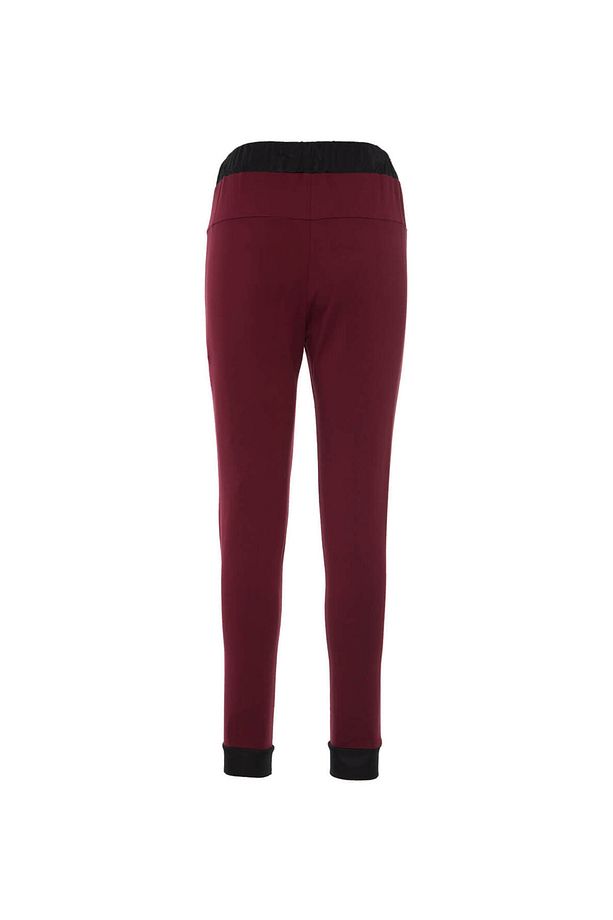 Siyah Şerit Detaylı Bordo Spor Pantolon - 3
