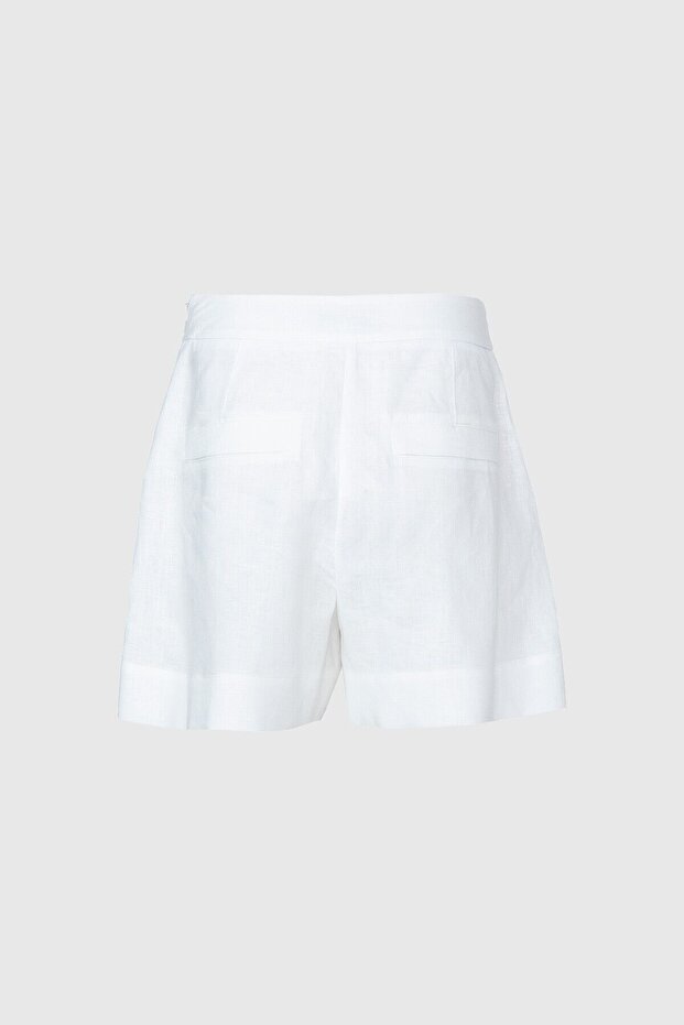 Pileli Ekru Şort - 3