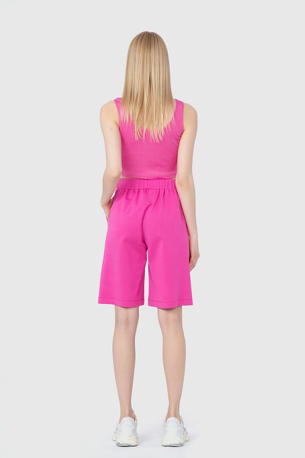 Nakış Detaylı Bermuda Pembe Şort - 3