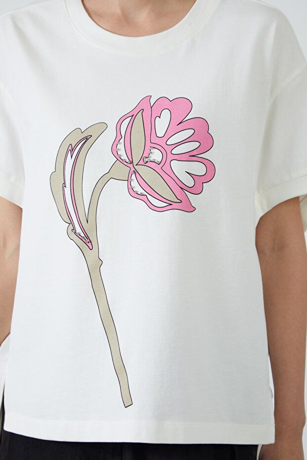 Kısa Kollu Basic Beyaz Tshirt - 4