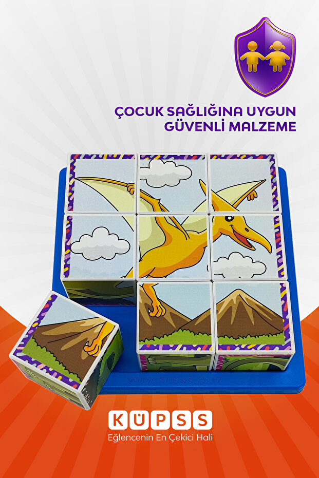 6 Farklı Dinozorlar 3d Küp Puzzle Seri 1 - 3