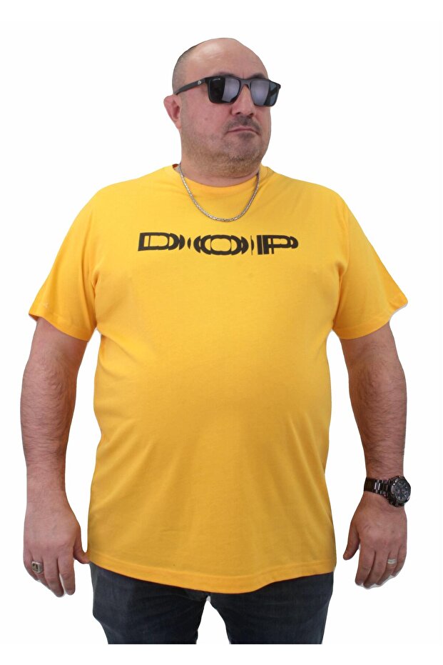 تي شيرت رجالي كبير الحجم برقبة دائرية DOP 23176 أصفر