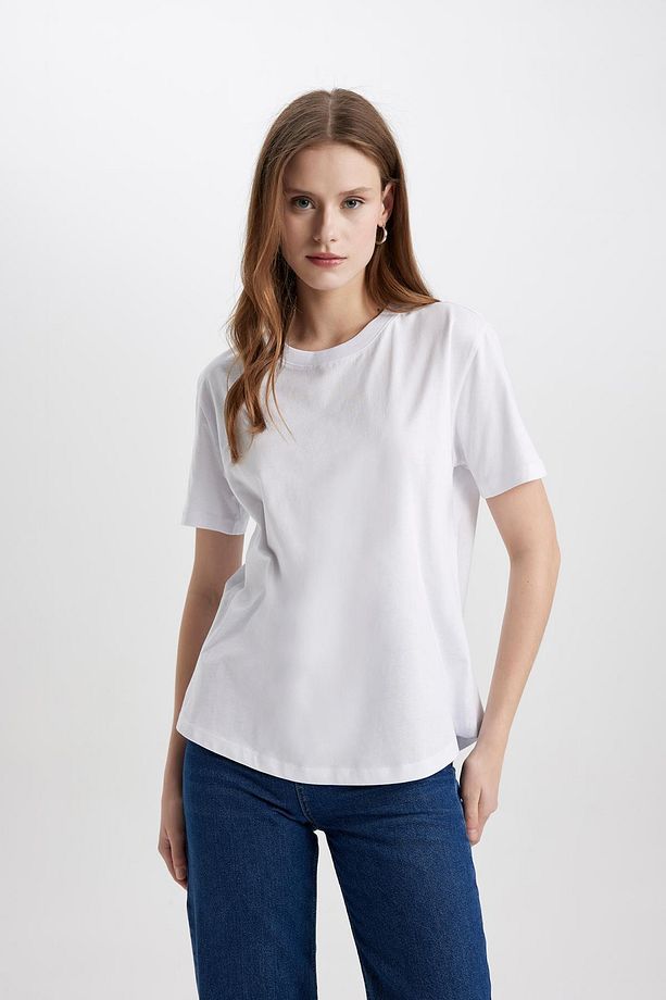 Regular Fit Bisiklet Yaka Penye Basic Kısa Kollu Tişört W9584az24sm - 4