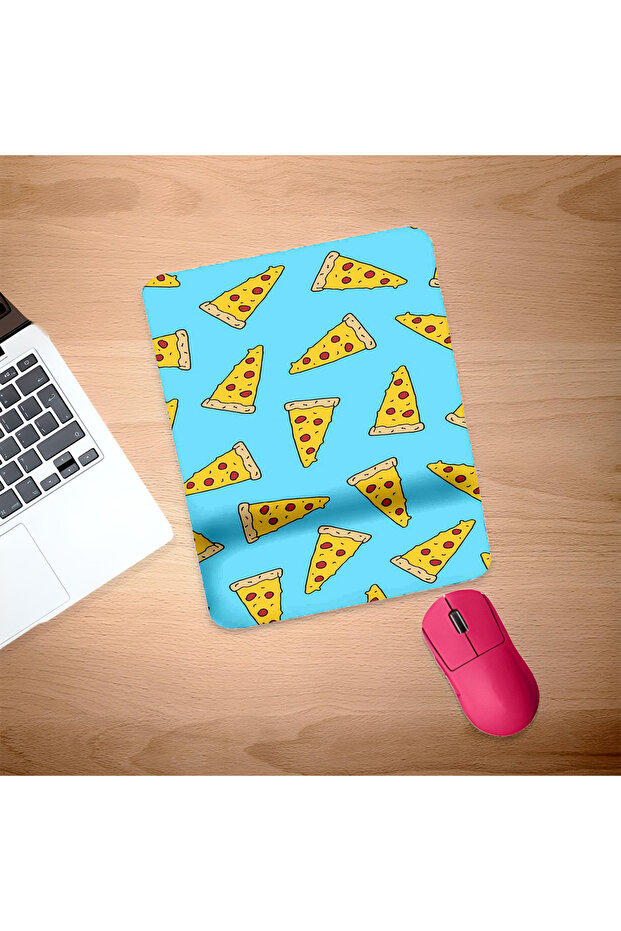 Cute Pizzas Blue All-Wrist Support Rectangular Mouse Pad - 1