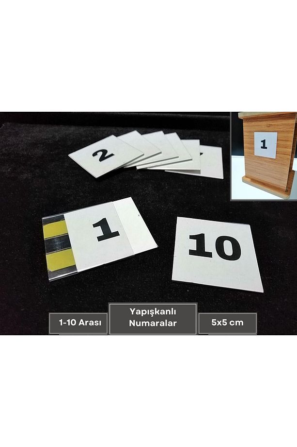 Yapışkanlı Pvc Isimlik Etiketlik Ve 1-10 Arası Numaralar Peçetelik Dolap Numaraları Sayı Takımı - 1