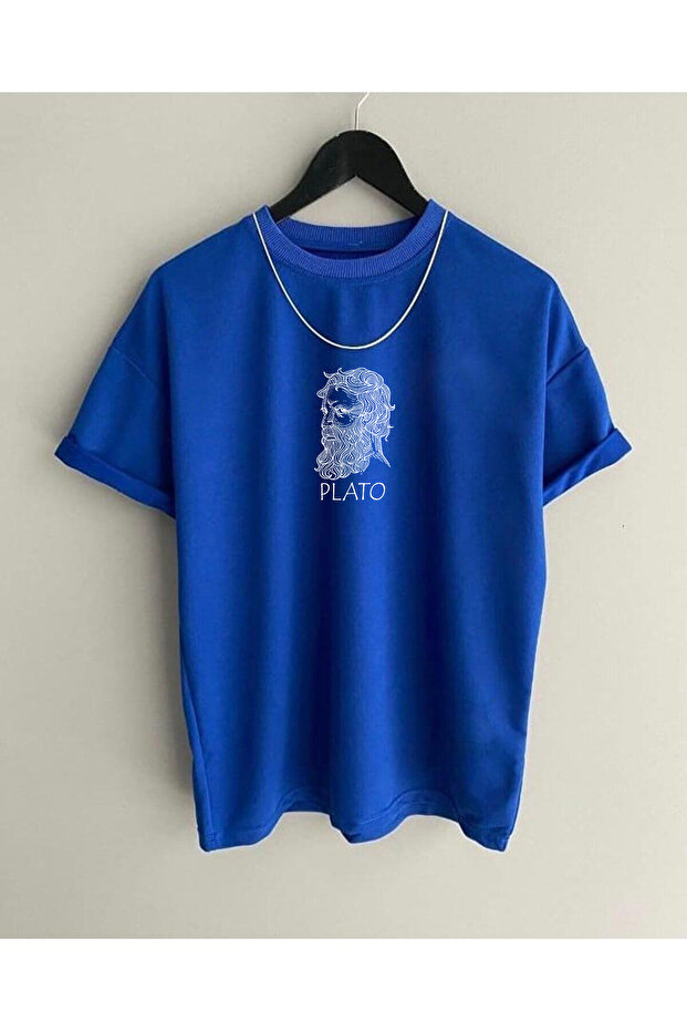 Azurco Oversize Plato Baskılı Siyah Tshirt - 1