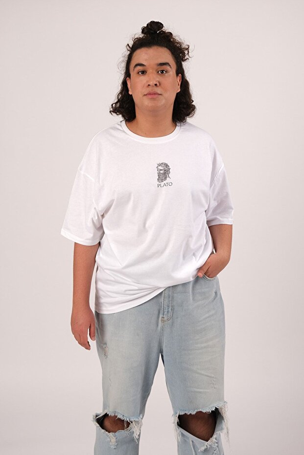 Azurco Oversize Plato Baskılı Siyah Tshirt - 1