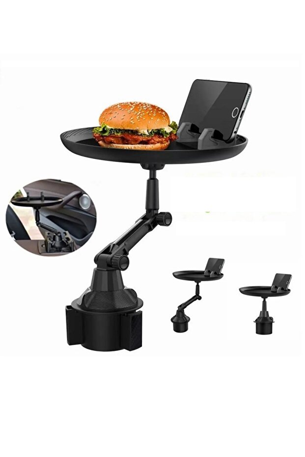 In-Car Phone Dining Table Cup Holder Place Tray Stand Adjustable Travel Tray