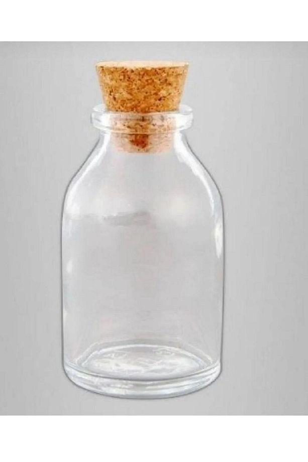 şeffaf cam şişe oda kokusu şişesi mantar tıpalı şişe dekoratif mini vazo 50 ml - 1
