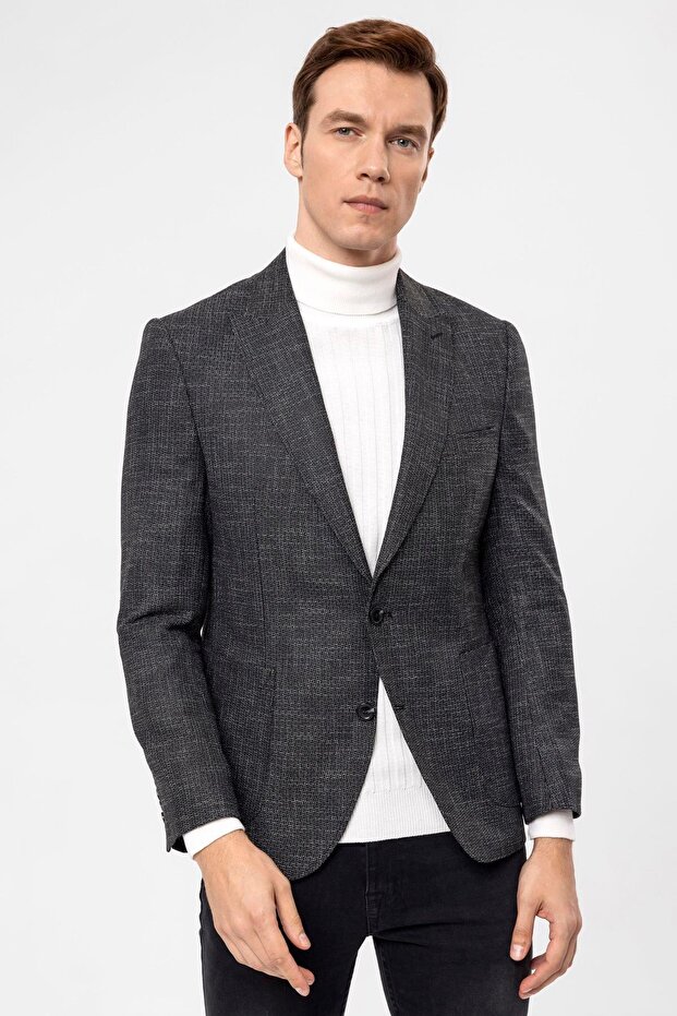 Slim Kalıp Armürlü Ceket - 3