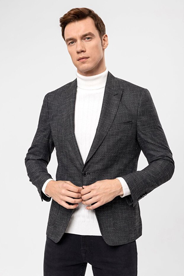 Slim Kalıp Armürlü Ceket - 4