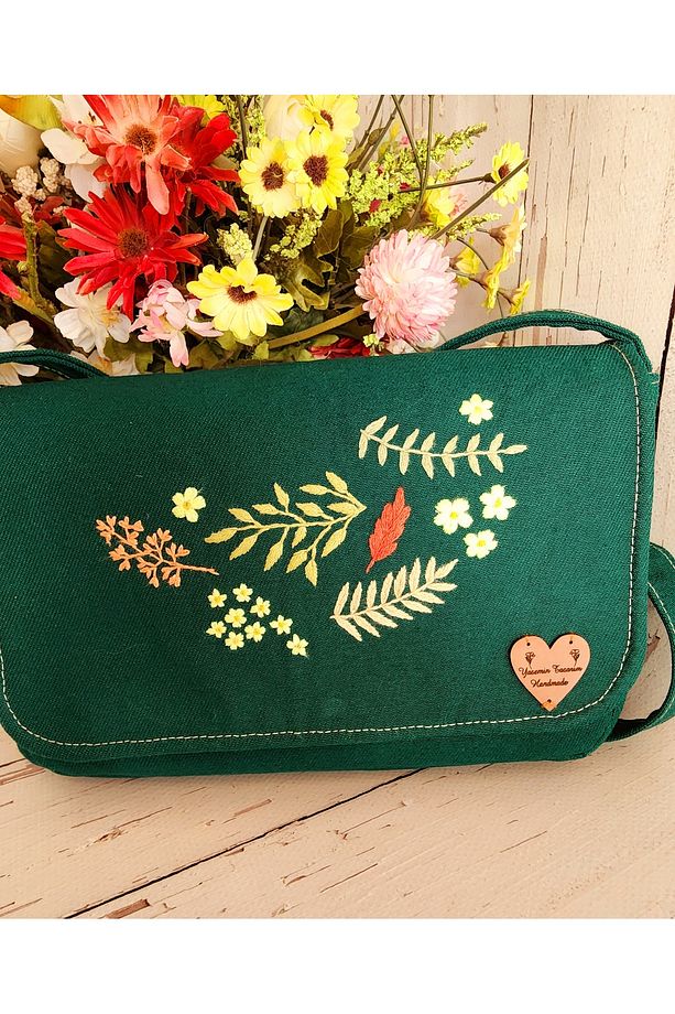 Nakış İşlemeli , Kanvas, Askılı Tasarım Çanta %100 Handmade - 2