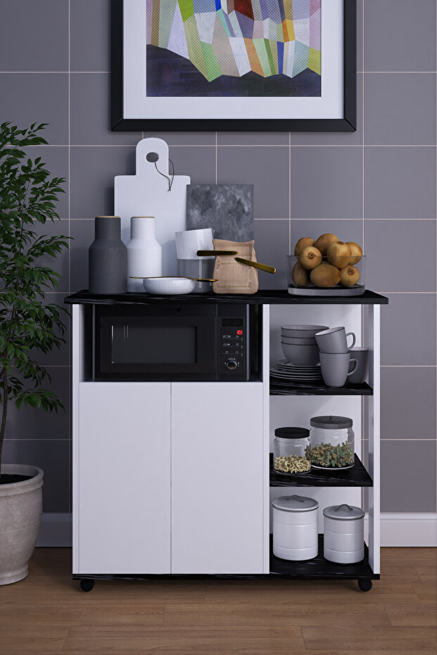 2 Kapaklı Çok Amaçlı Şık Mikro Dalga Fırın Dolabı - 3