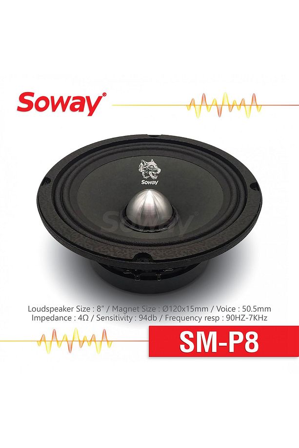 SOWAY SM-P8 20CM MİDRANGE KURŞUN GÖBEK 400W 180RMS HOPARLÖR (2ADET) - 7