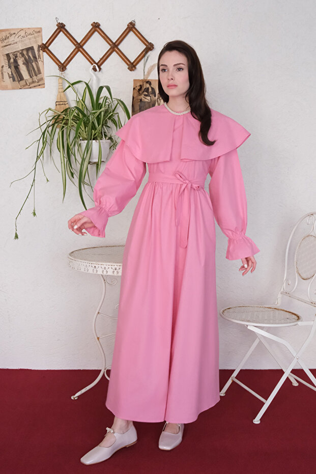 Pink Wide Collar Dress