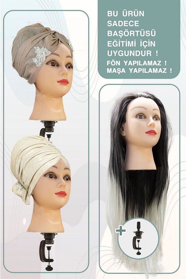Başörtüsü Için Kuaför Eğitim Mankeni Ve Masa Aparatı - 1