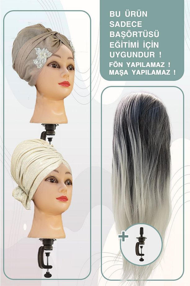 Başörtüsü Için Kuaför Eğitim Mankeni Ve Masa Aparatı - 3