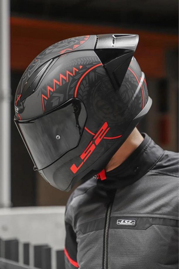 Rapid Takaroa Mat Siyah-Kırmızı Kask Siyah Vizörlü Race Siperlikli - 2