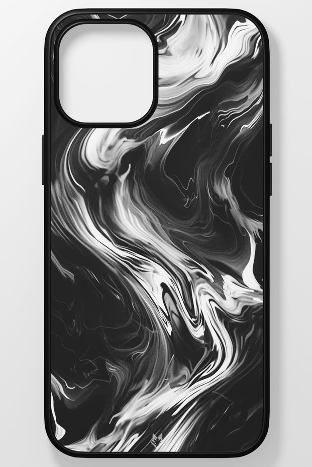 Black Minimalist Modern Shatterproof (Tempered) Glass Hard Plastic iPhone 15 Pro Max Phone Case