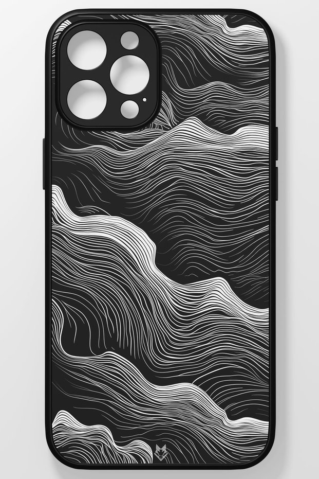 Black Minimalist Modern Unbreakable (Tempered) Glass Hard Plastic iPhone 14 Pro Phone Case